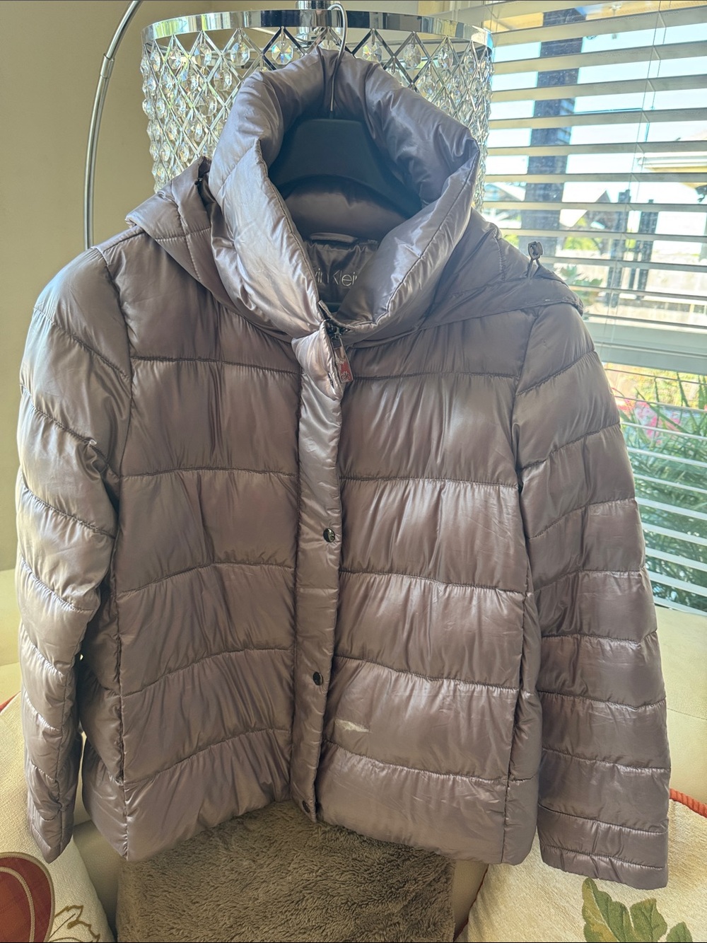 Calvin Klein Premium Down Jacket Metallic Purple Size Large